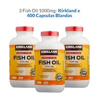 3 Fish OIL 1000MG Kirkland Softgels - 400 Tabletas
