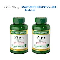 2 Zinc 50 mg Nature's Bounty - 400 Tabletas