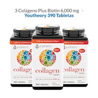 3 Collagen Plus Biotin, 390 tabletas- Youtheory