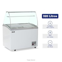 CONGELADOR CON 6 POZAS Y VITRINA ILUMI 320 LTS