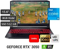 Laptops Gamer Nitro 5 Core I5 11400H 8GB 512GB SSD 15,6" FHD RTX 3050