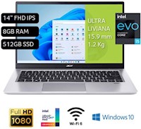 Laptop Acer Swift 3 CI5 1135G7 8GB 512GB SSD 14"FHD IPS