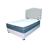 CAMA TAPIZADA VARSOVIA  + COLCHON SEMI ORTOPEDICO AVANTY - 2 Plz - COLOR BEIGE CLARO