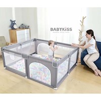 CORRAL PARA BEBE DOBLE PUERTA CON ALFOMBRA DE REGALO 180cm x 150cm - GRIS