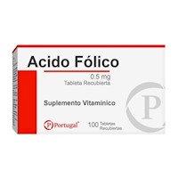 Acido Folico 0.5Mg Tableta - Caja 100 UN