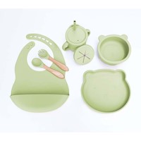 Set de Platos de silicona para bebes PREMIUM - Verde