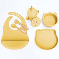 Set de Platos de silicona para bebes PREMIUM - Amarillo