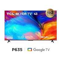 Smart Tv TCL 43" UHD 4K Google Tv 43P635