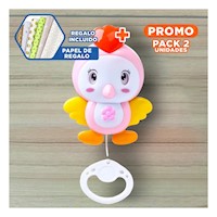 Pack2 Juguete Rosado con Sonido Musical y Figura de Pajaro para el Bebe Y+Papel Regalo