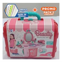 Pack2 Linea Tocador de Maquillaje 3 en 1 para Actividades Recreativas Y+Papel Regalo