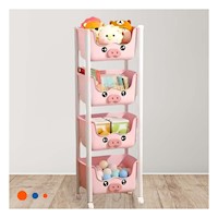 Juguetero Infantil de Cuatro Niveles con Diseno de Chancho para Organizar