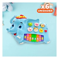 Pack6 Teclado Musical Infantil Elefante con gorro Numeros y animales Y+Regalo Sticker