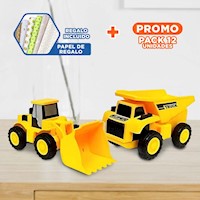 Pack12 Paquete de 4 Carritos de Construccion Amarillos para Uso Infantil Y+Papel Regalo