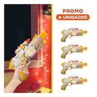 Pack4 Lanzador de Sonido Laser Plateado para Juegos de Accion y Diversion Y+Regalo Sticker