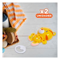Pack2 Juguete Sensorial Musical amarillo con Tigre para Etapas Tempranas Y+Regalo Sticker