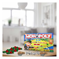 Juego Monopolio de Mesa con Tablero de Madera Multicolor para Reuniones Familiares