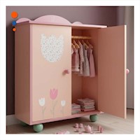 Ropero para Ropa de Muneca 49x42x16cm con Diseno Tulipanes en Melon y rosado