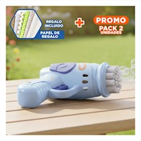Pack2 Dispensador Manual de Burbujas con Alitas Celeste para Ninos Y+Papel Regalo