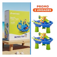 Pack2 Tabla de Agua y Arena 22 Pzs Azul y Verde para Juego Sensorial Infantil