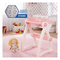 Butaca para Juguete Bebe Rosado para Escenas de Juego Cotidiano 37x31x49cm Y+Regalo Sticker