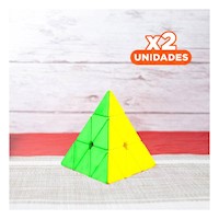 Pack2 Juguete Cubo Magico Triangular Piramide 3x3 Colores Enteros para Juego Y+Regalo Sticker