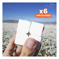 Pack6 Juguete Cubo 2x2 Rompecabezas Colores Enteros Y+Regalo Sticker