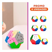 Pack6 Juguete Cubo 12 Lados Puzzle Colores Enteros