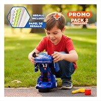 Pack2 Carro Robot Transformable para Juego Diario Color Azul Y+Papel Regalo
