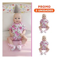 Pack2 Juguete Bebe Realista con Vestido Rosado Vuelos y Vincha Puntitos Estilo Hogar