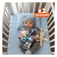 Pack2 Muñeco Realista 48cm con enterizo y polo Blanco con Detalles Reales Y+Regalo Sticker