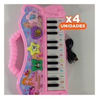 Pack4 Teclado Musical Rosado con Piano y Sonidos para Creatividad