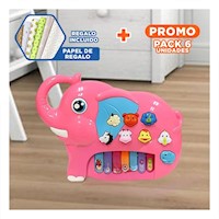 Pack6 Infantil Elefante Didactico en Caja Rosado para Aprendizaje Musical Y+Papel Regalo