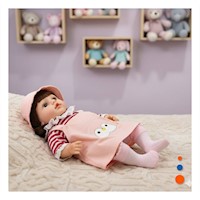 Vestido Overol Rosado con Sombrero y Polo Rayas para Muneca 45cm Infantil Y+Ligas Regalo