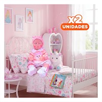 Pack2 Modelo Infantil de Juguete con Prenda de Conejo en Color Rosado 50cm Y+Regalo Sticker