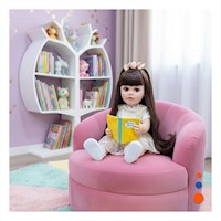 Muñeca Real Inteligente de Apariencia Realista con Gorro y Overol Rosado 55cm Y+Ligas Regalo