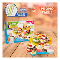 Pack6 Juego de Cupcakes con Plastilina Multicolor para Ninos Creativos Y+Papel Regalo