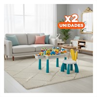 Pack2 Escritorio Multicolor con Bloques de Construccion y Silla para Ninos Y+Regalo Sticker
