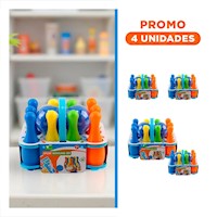 Pack4 Actividad Bolos 10 Pines y 2 Bolas Para Niños Colores Y+Regalo Sticker