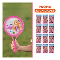 Pack12 Equipo de Juego con Raquetas y Pelotas Rosado para Niños Y+Regalo Sticker