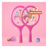 Pack2 Juguete Raquetas y Dos Pelotas con Cuerda Rosado para Juego Creativo Y+Regalo Sticker