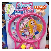 Pack4 Set de Raquetas y Dos Pelotas con Cuerda Rosado para Niños Y+Papel Regalo