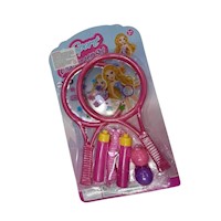 Raquetas y Dos Pelotas con Cuerda Rosado para Diversion de Niños Y+Papel Regalo