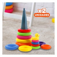 Pack2 Creativo juego de anillos apilables de colores para infantes Y+Regalo Sticker