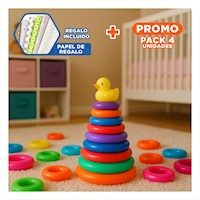 Pack4 Educativo juego de anillos apilables de colores para infantes y diversion