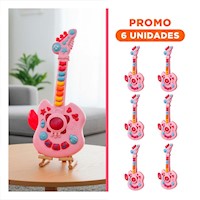 Pack6 Juguete Musical de Guitarra Manzana Rosado y Fucsia 37x13cm Infantil