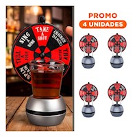 Pack4 Rueda de Shots Mini con Ruleta de Mesa para Juegos de Bebidas Y+Regalo Sticker