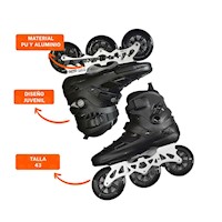 Calzado Patines Lineal Pro Ollie Negro T43 para Mejorar el Equilibrio Real Y+Ligas Regalo
