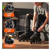 Implemento Patines con luces Ollie Negro T45 Resistentes para Uso Constante Y+Papel Regalo