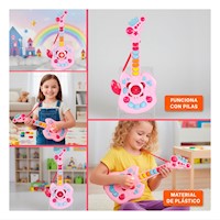 Guitarra Sonora Infantil Manzana 37x13cm Rosado y Celeste para Casa Y+Post It