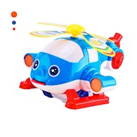 Helicoptero Jalador Giratorio Azul para Ninos con Movimiento Continuo Y+Papel Regalo